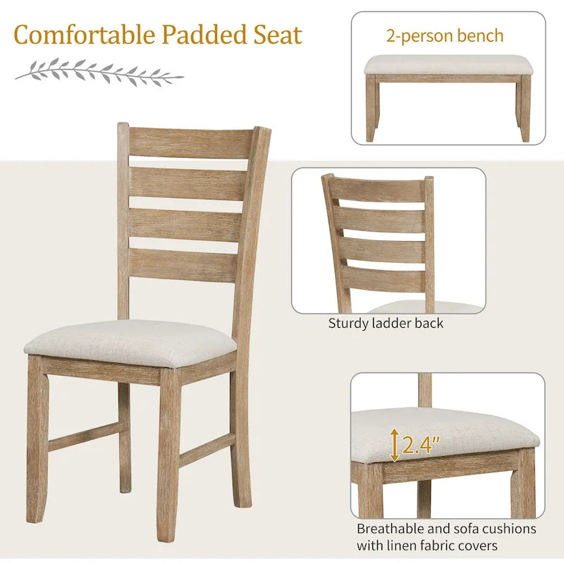 Ensemble de salle à manger 5 pièces de style ferme Table rectangulaire Chaise