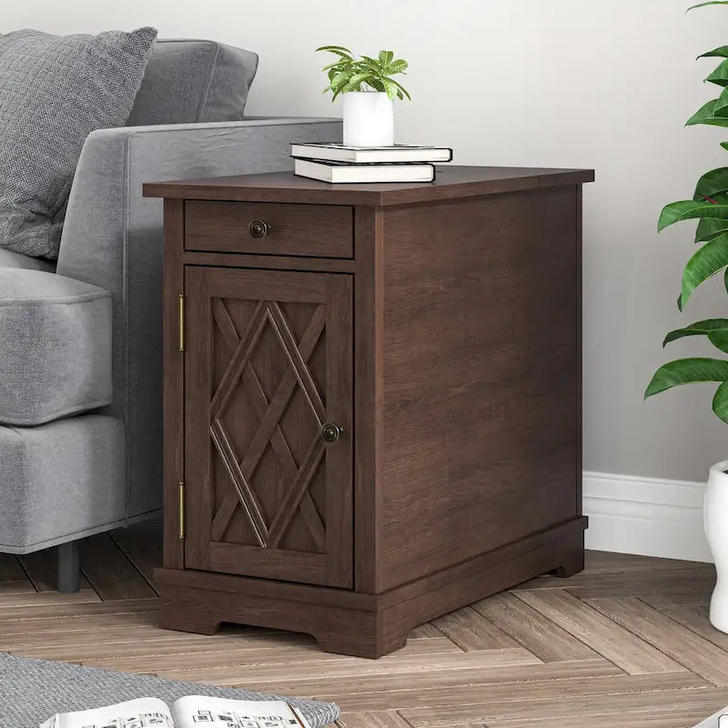 Table de chevet avec ports USB et rangement intégrés - Hauteur 58,4 cm