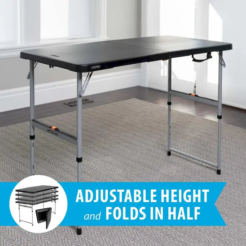 Table pliante réglable Lifetime de 1,22 m, noire (usage professionnel léger)