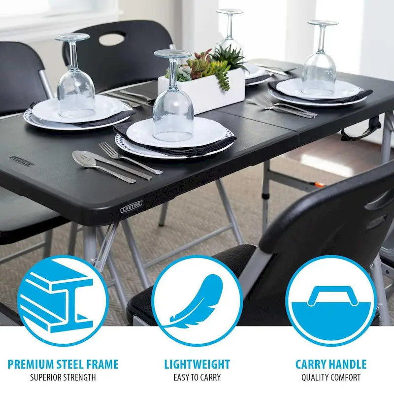 Table pliante réglable Lifetime de 1,22 m, noire (usage professionnel léger)