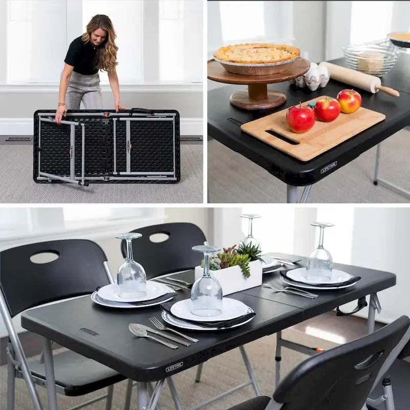 Table pliante réglable Lifetime de 1,22 m, noire (usage professionnel léger)