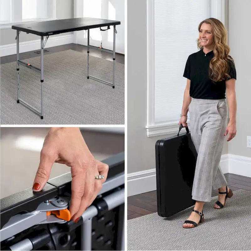 Table pliante réglable Lifetime de 1,22 m, noire (usage professionnel léger)
