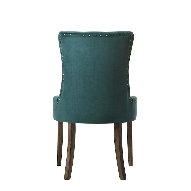 Chaise d'appoint, Velours vert et finition Espresso