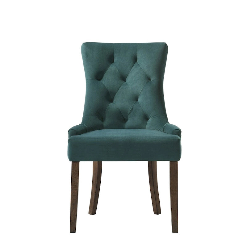 Chaise d'appoint, Velours vert et finition Espresso