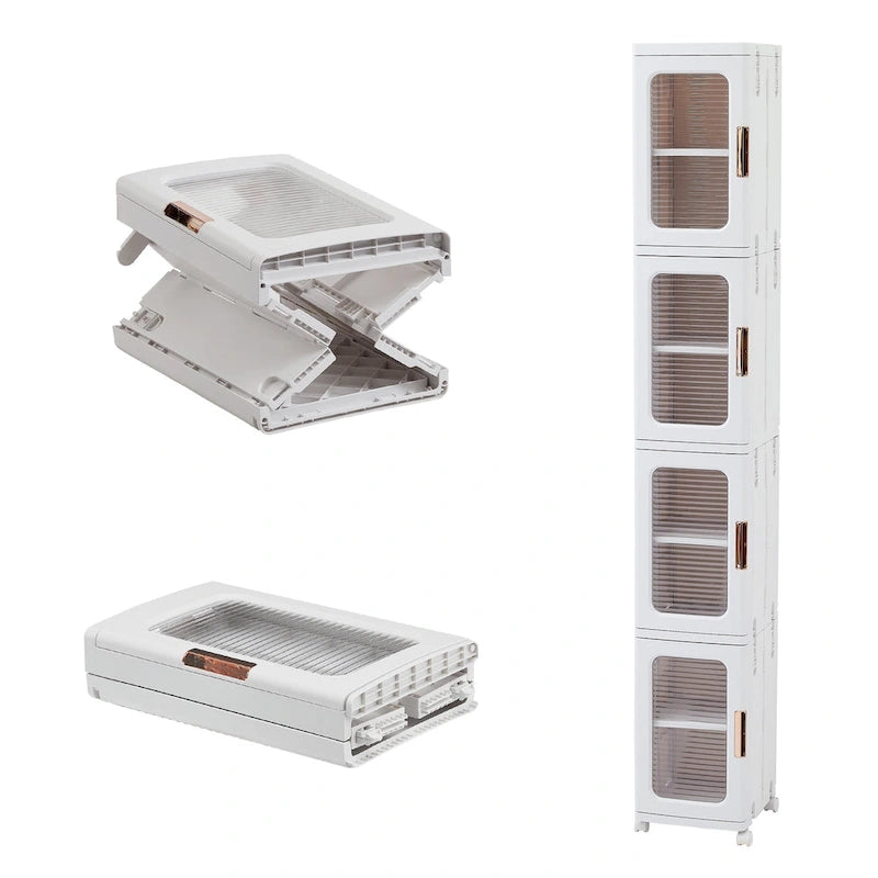 Javlergo 65 Poubelle de rangement étroite et haute, meuble de rangement de cuisine pliable à 4 niveaux, organisateur de garde-manger autoportant