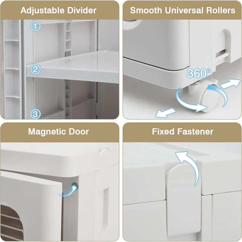 Javlergo 65 Poubelle de rangement étroite et haute, meuble de rangement de cuisine pliable à 4 niveaux, organisateur de garde-manger autoportant