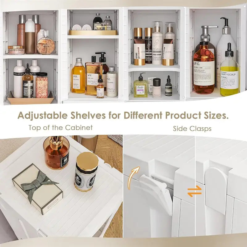 Javlergo 65 Poubelle de rangement étroite et haute, meuble de rangement de cuisine pliable à 4 niveaux, organisateur de garde-manger autoportant