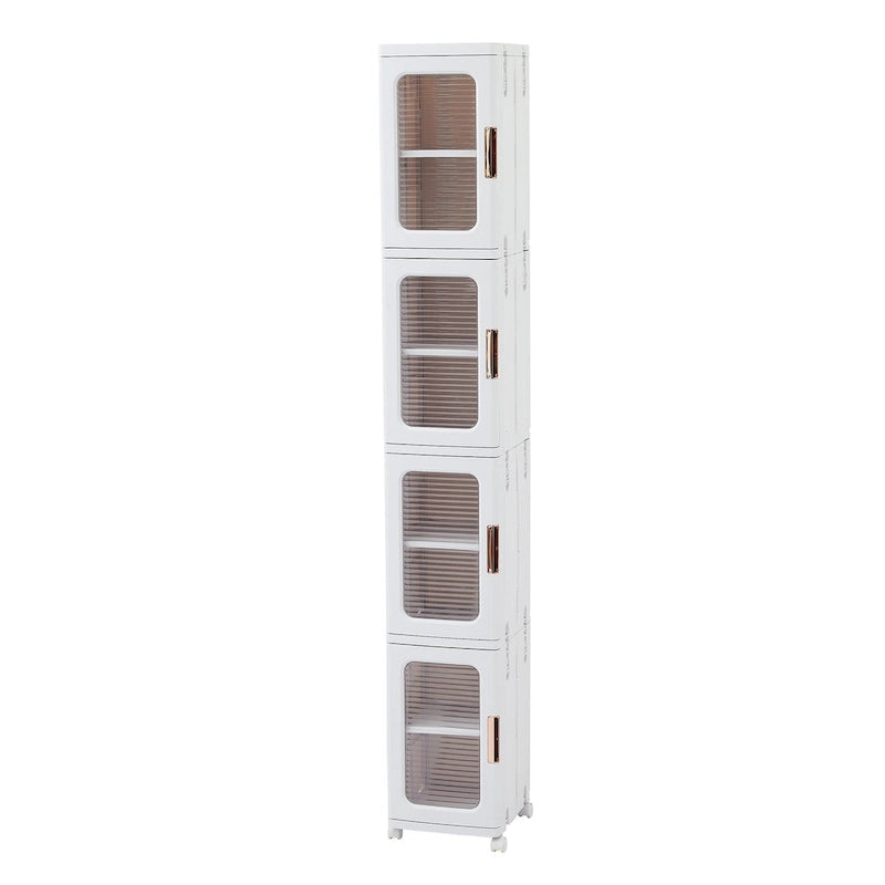 Javlergo 65 Poubelle de rangement étroite et haute, meuble de rangement de cuisine pliable à 4 niveaux, organisateur de garde-manger autoportant