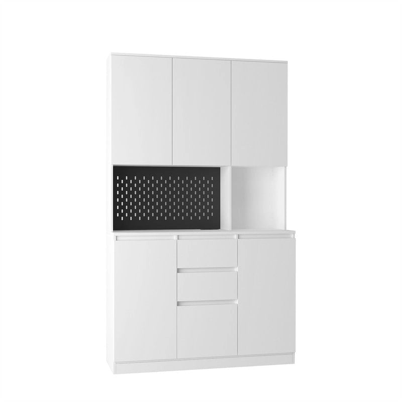 Meuble de Rangement de Cuisine avec Support Micro-ondes et 2 Tiroirs, Buffet Autonome avec Station de Recharge