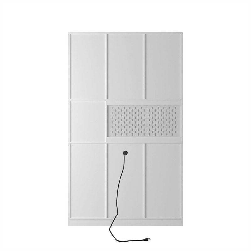 Meuble de Rangement de Cuisine avec Support Micro-ondes et 2 Tiroirs, Buffet Autonome avec Station de Recharge