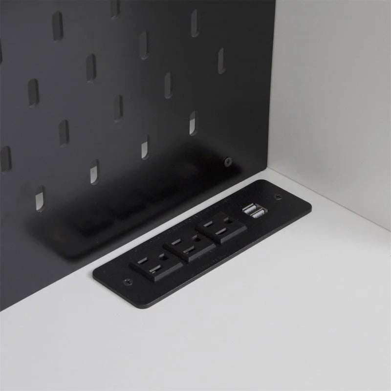 Meuble de Rangement de Cuisine avec Support Micro-ondes et 2 Tiroirs, Buffet Autonome avec Station de Recharge
