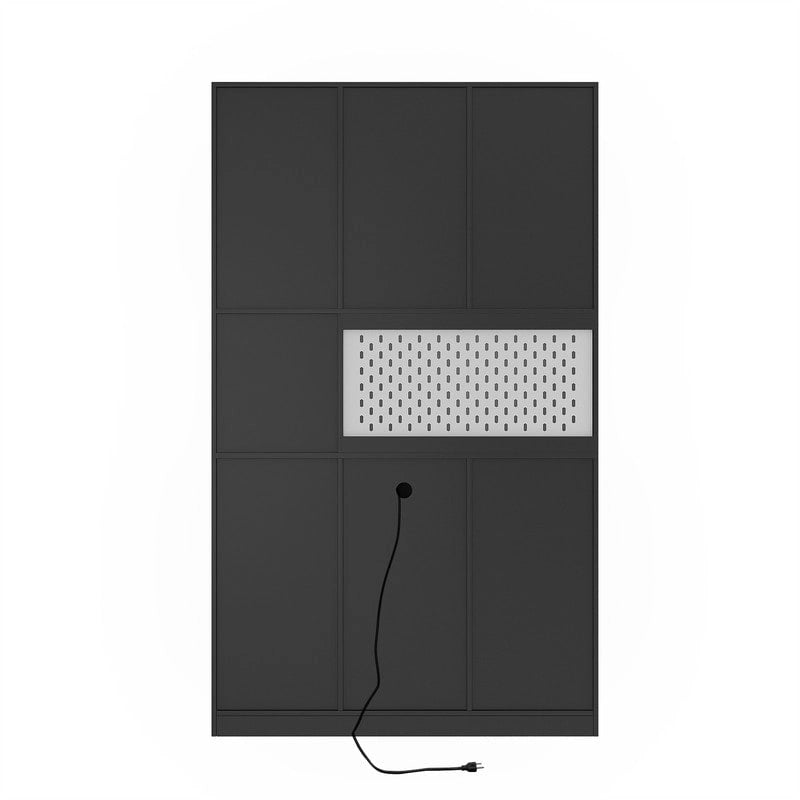 Meuble de Rangement de Cuisine avec Support Micro-ondes et 2 Tiroirs, Buffet Autonome avec Station de Recharge