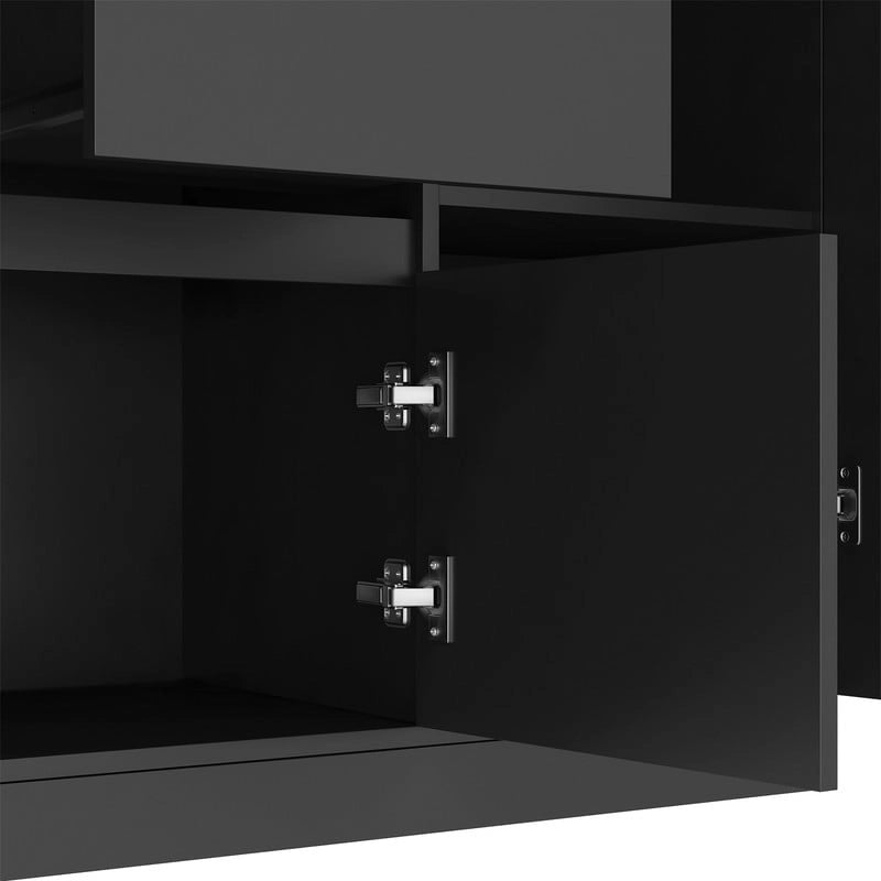 Meuble de Rangement de Cuisine avec Support Micro-ondes et 2 Tiroirs, Buffet Autonome avec Station de Recharge