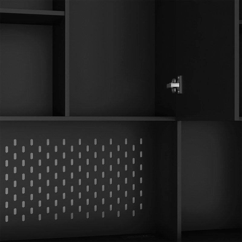Meuble de Rangement de Cuisine avec Support Micro-ondes et 2 Tiroirs, Buffet Autonome avec Station de Recharge