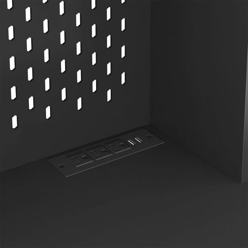 Meuble de Rangement de Cuisine avec Support Micro-ondes et 2 Tiroirs, Buffet Autonome avec Station de Recharge