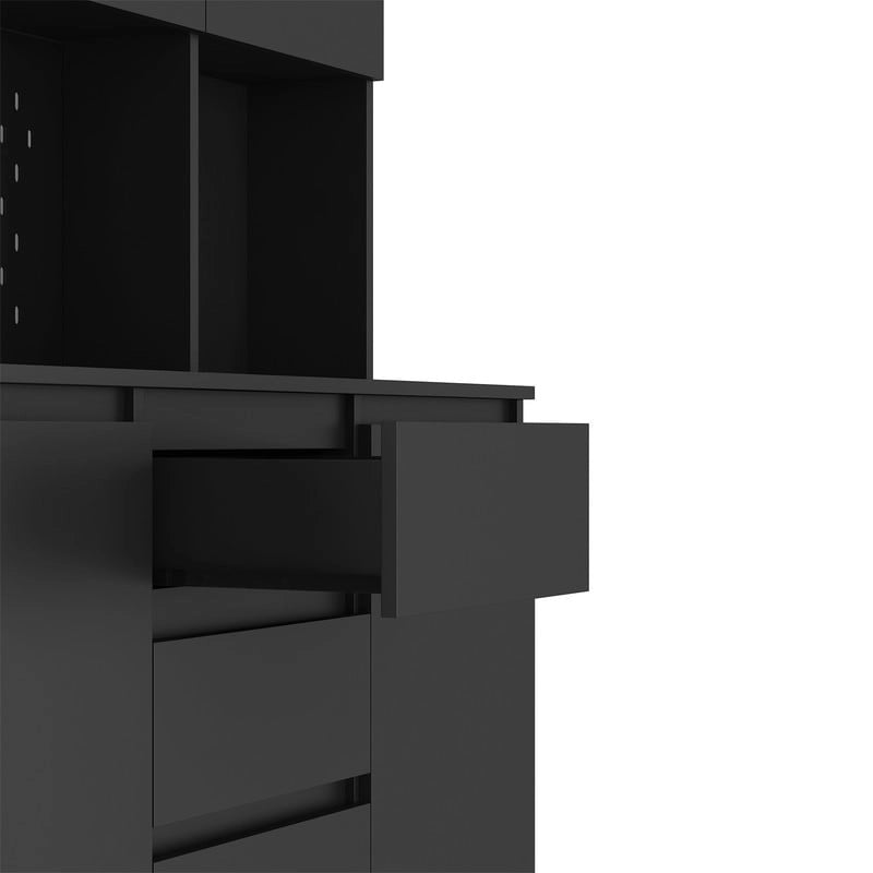 Meuble de Rangement de Cuisine avec Support Micro-ondes et 2 Tiroirs, Buffet Autonome avec Station de Recharge