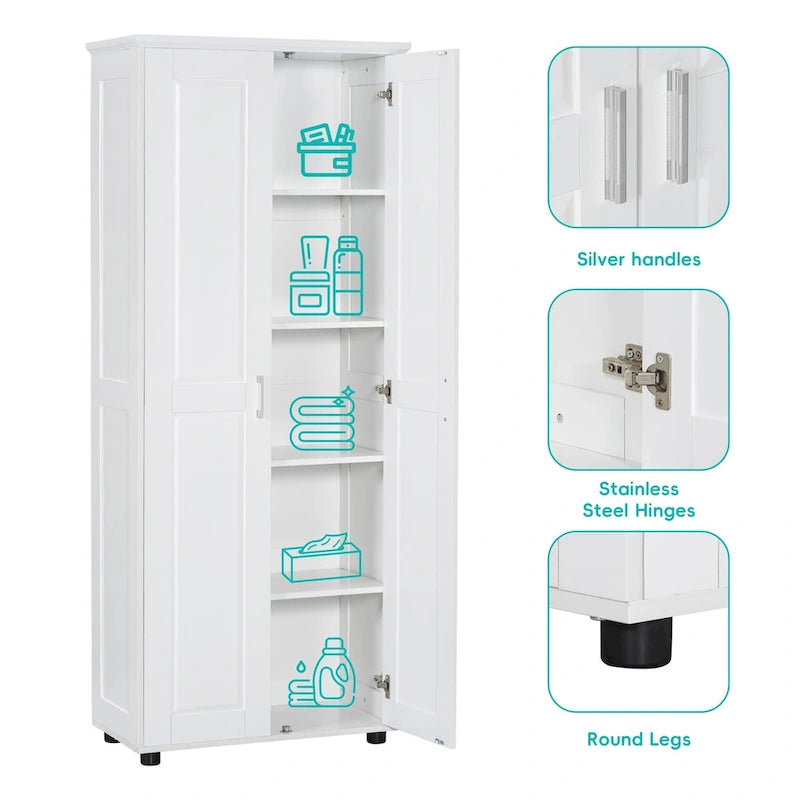 Meuble de rangement de salle de bain à deux portes, étagère réglable, panneau MDF