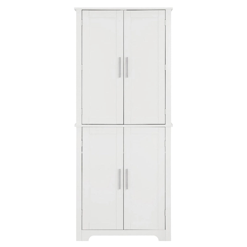 Armoire de rangement de salle de bain en MDF de 67 po de hauteur avec 4 portes et étagères réglables - 28 X 67