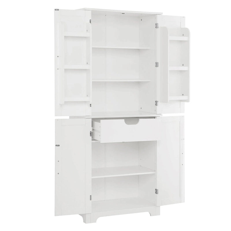 Armoire de rangement de salle de bain en MDF de 67 po de hauteur avec 4 portes et étagères réglables - 28 X 67
