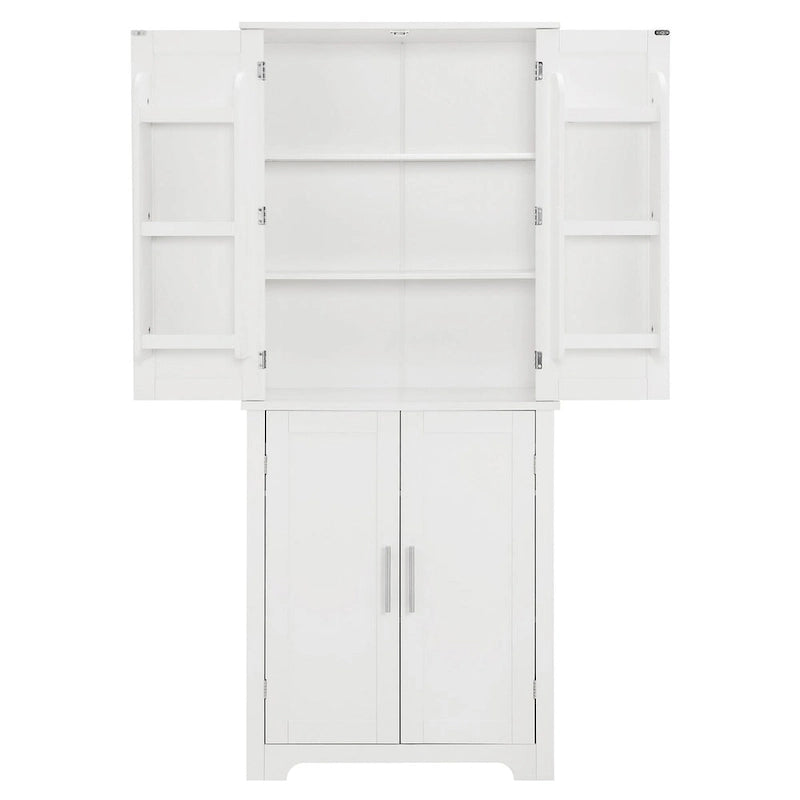 Armoire de rangement de salle de bain en MDF de 67 po de hauteur avec 4 portes et étagères réglables - 28 X 67