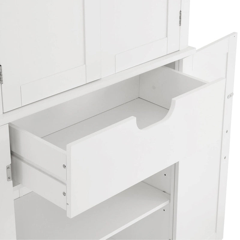 Armoire de rangement de salle de bain en MDF de 67 po de hauteur avec 4 portes et étagères réglables - 28 X 67