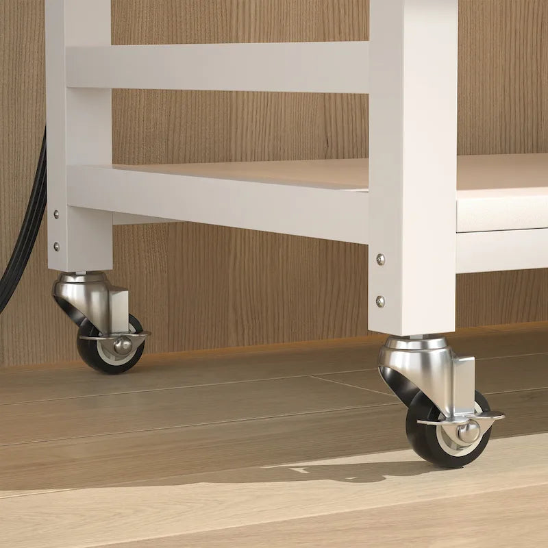 Commode Roulante avec Station de Charge et Lumière LED, Commode avec Tiroirs pour Chambre d'Enfants