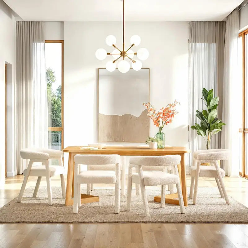 Table à manger en bois massif Middlebrook avec pieds géométriques