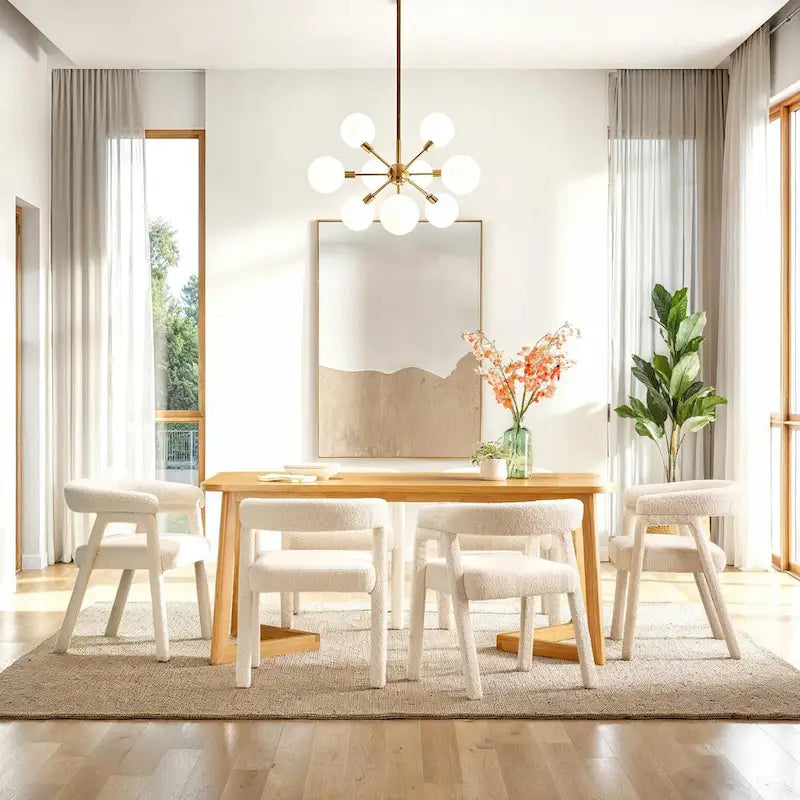 Table à manger en bois massif Middlebrook avec pieds géométriques