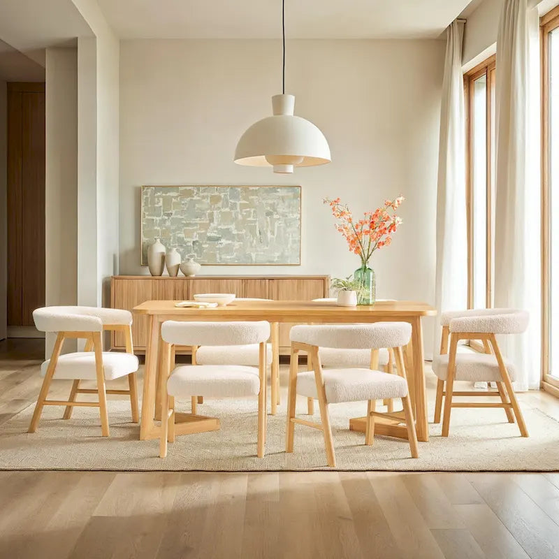 Table à manger en bois massif Middlebrook avec pieds géométriques