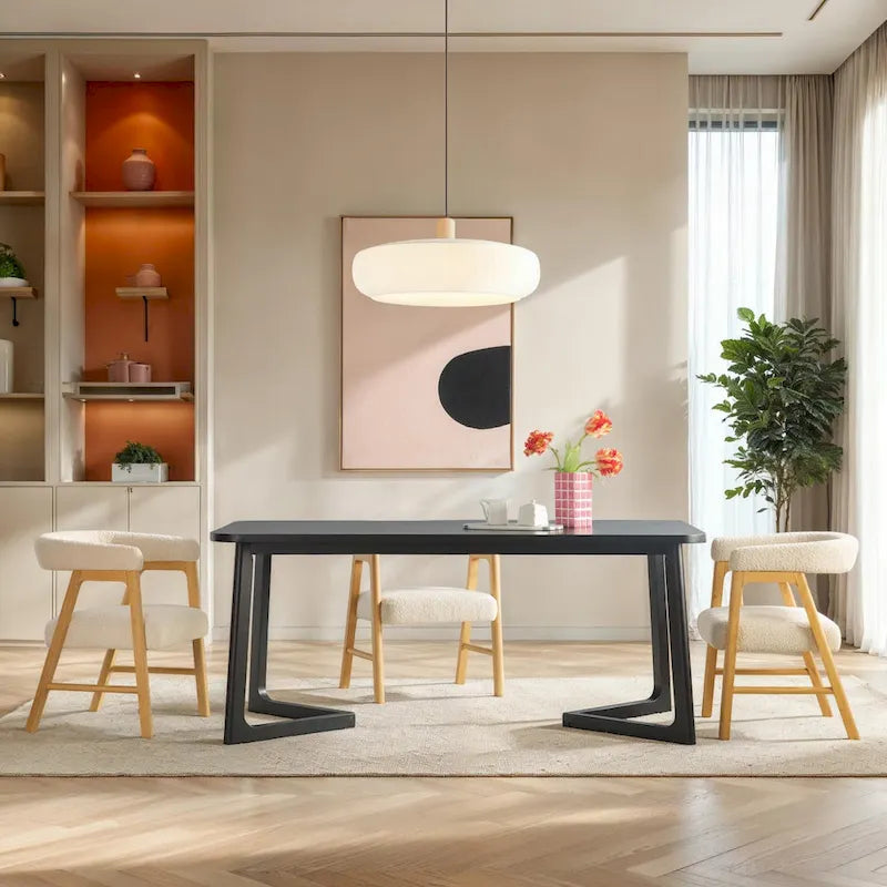 Table à manger en bois massif Middlebrook avec pieds géométriques