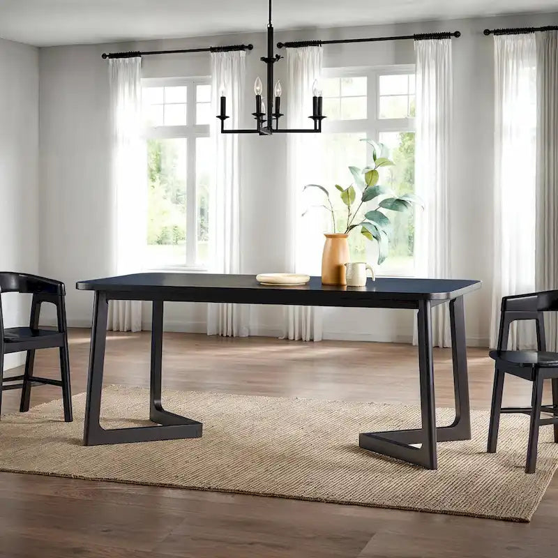 Table à manger en bois massif Middlebrook avec pieds géométriques