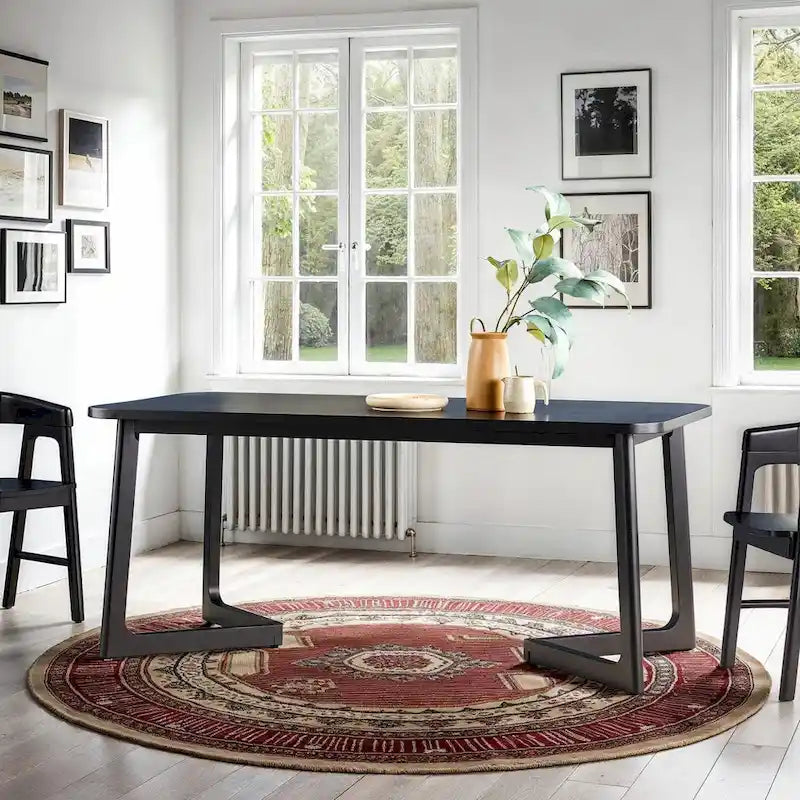 Table à manger en bois massif Middlebrook avec pieds géométriques