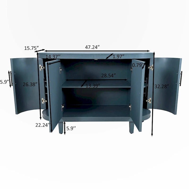 Meuble de rangement décoratif moderne de 120 cm avec étagères réglables