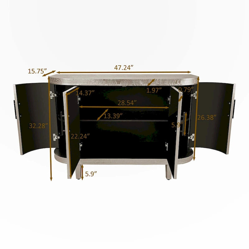 Meuble de rangement décoratif moderne de 120 cm avec étagères réglables
