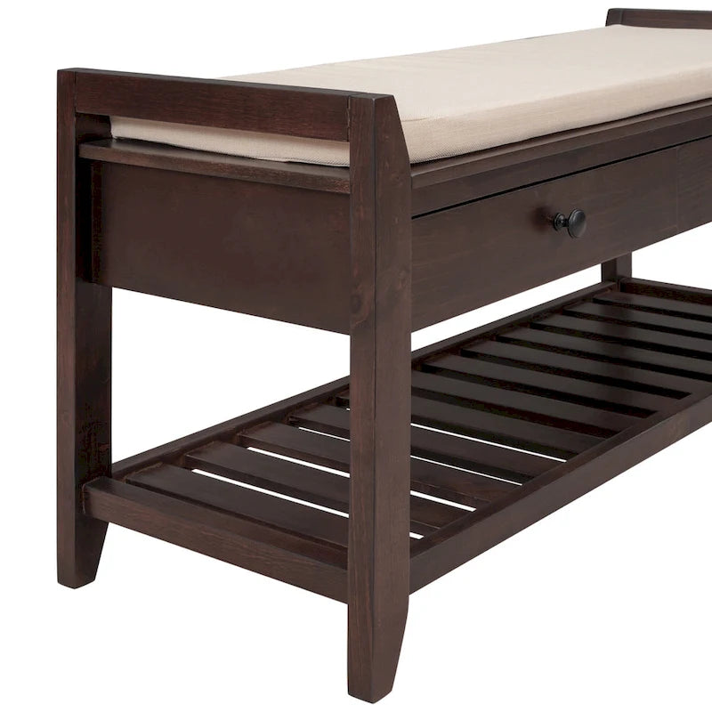 Meuble à chaussures avec assise capitonnée et tiroirs, banc de rangement multifonction pour entrée