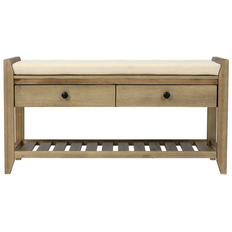 Meuble à chaussures avec assise capitonnée et tiroirs, banc de rangement multifonction pour entrée
