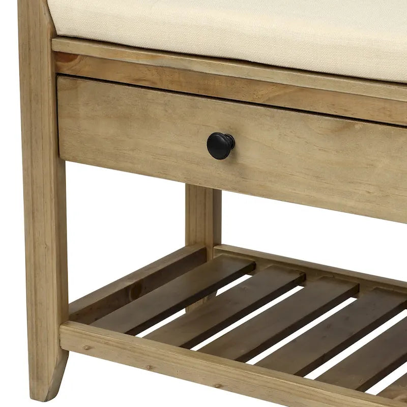Meuble à chaussures avec assise capitonnée et tiroirs, banc de rangement multifonction pour entrée