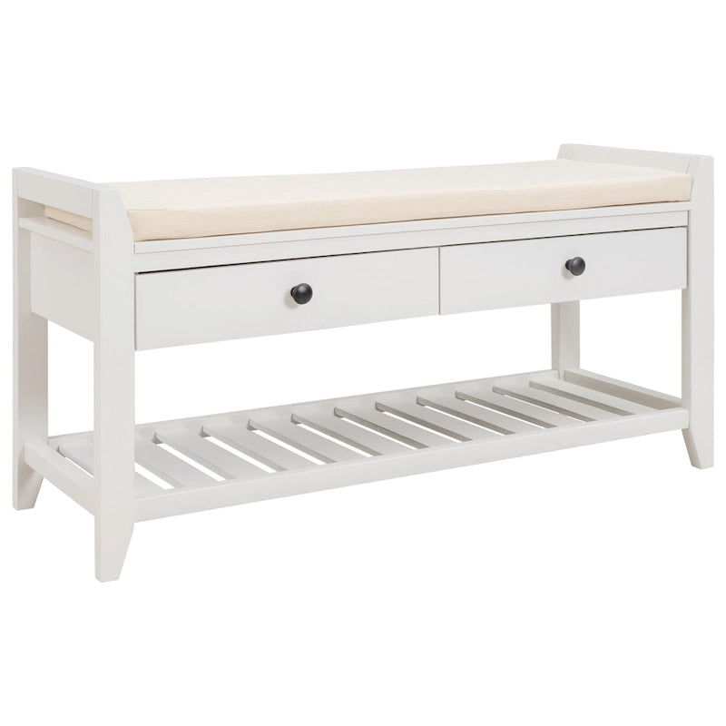 Meuble à chaussures avec assise capitonnée et tiroirs, banc de rangement multifonction pour entrée