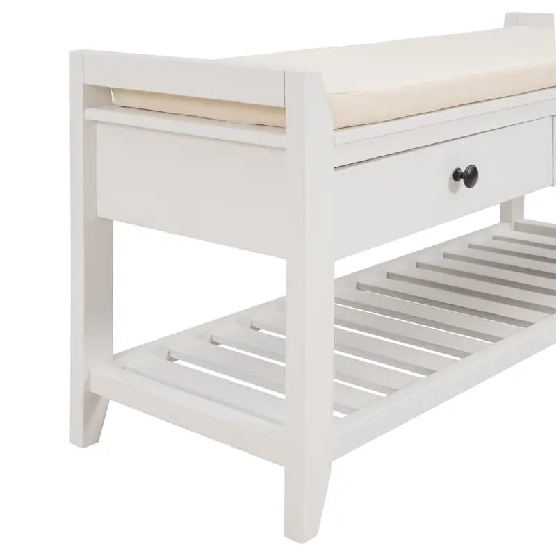 Meuble à chaussures avec assise capitonnée et tiroirs, banc de rangement multifonction pour entrée
