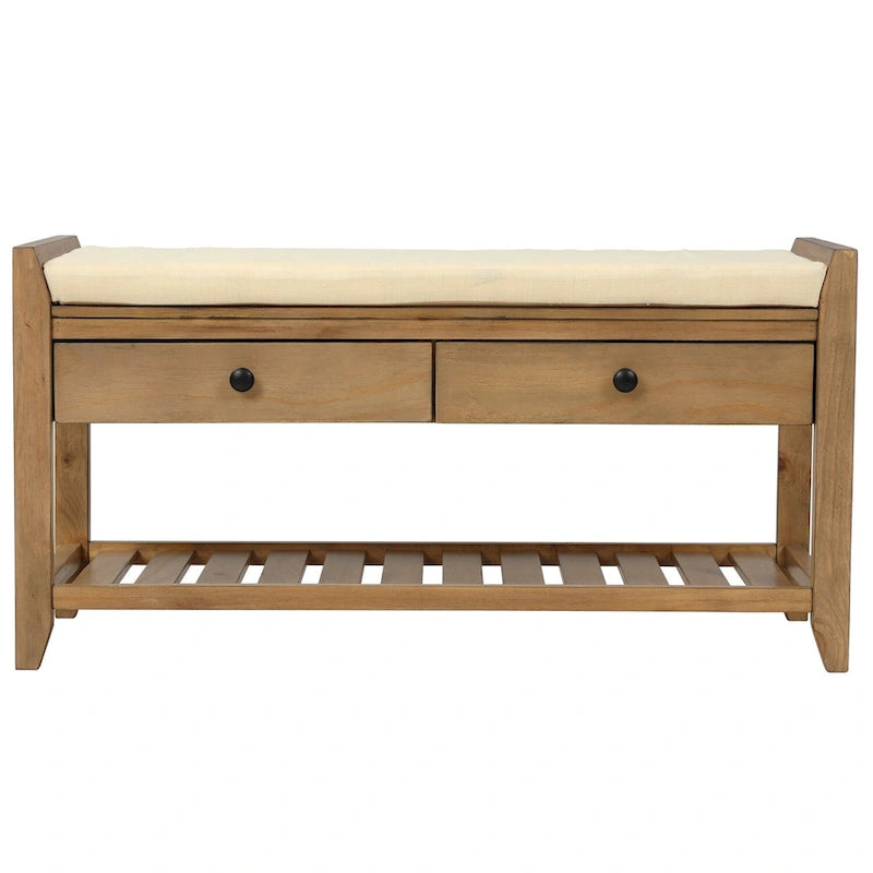 Meuble à chaussures avec assise capitonnée et tiroirs, banc de rangement multifonction pour entrée