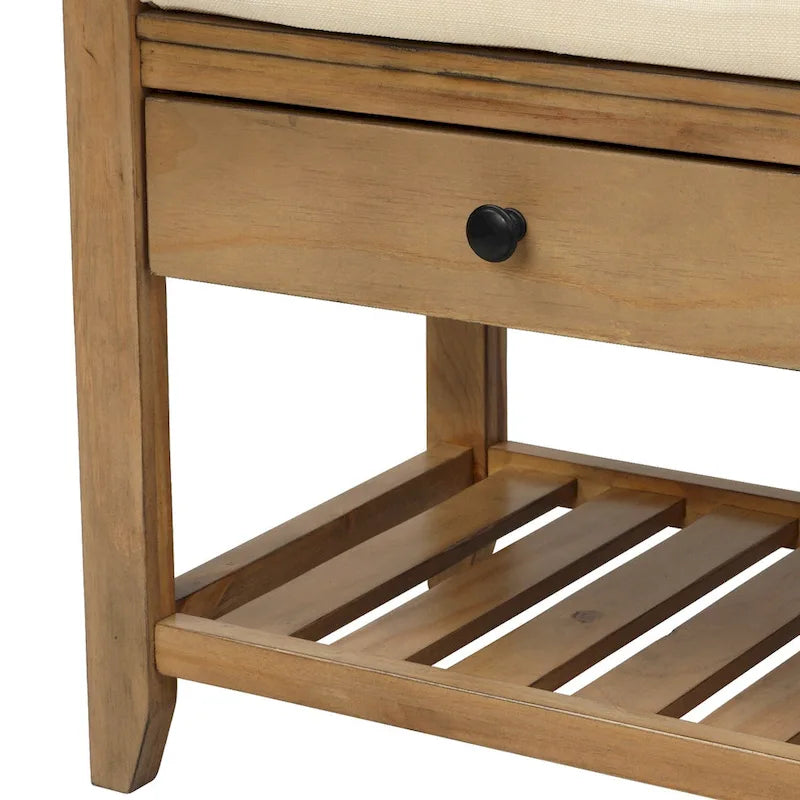 Meuble à chaussures avec assise capitonnée et tiroirs, banc de rangement multifonction pour entrée