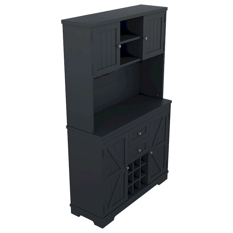 Meuble de rangement pour café, Meuble de cuisine avec rangements, Meuble de bar avec tiroirs, étagères et armoires, Buffet avec porte-bouteilles et verres