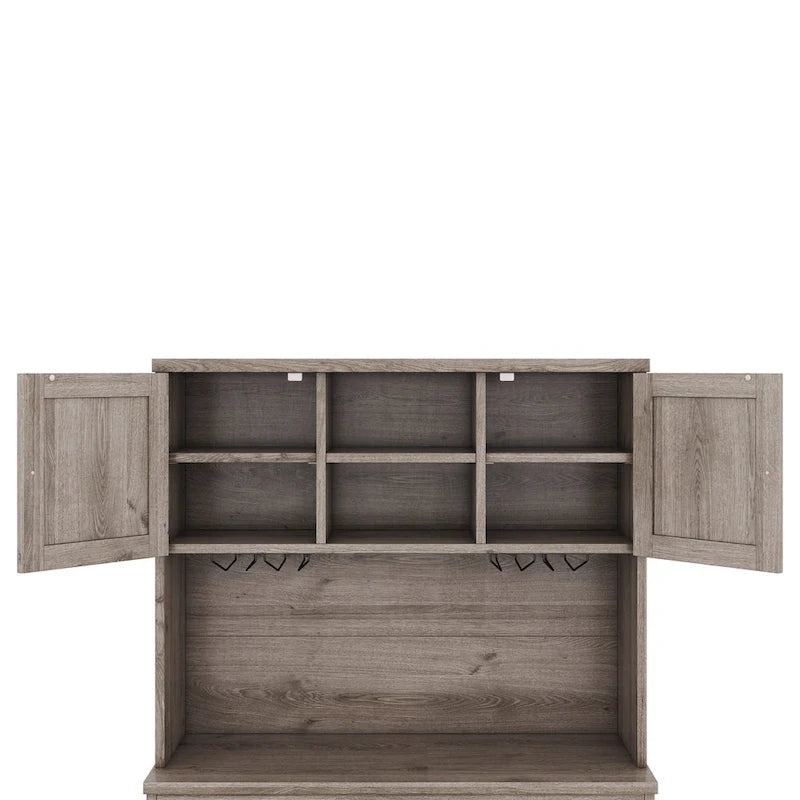 Meuble de rangement pour café, Meuble de cuisine avec rangements, Meuble de bar avec tiroirs, étagères et armoires, Buffet avec porte-bouteilles et verres