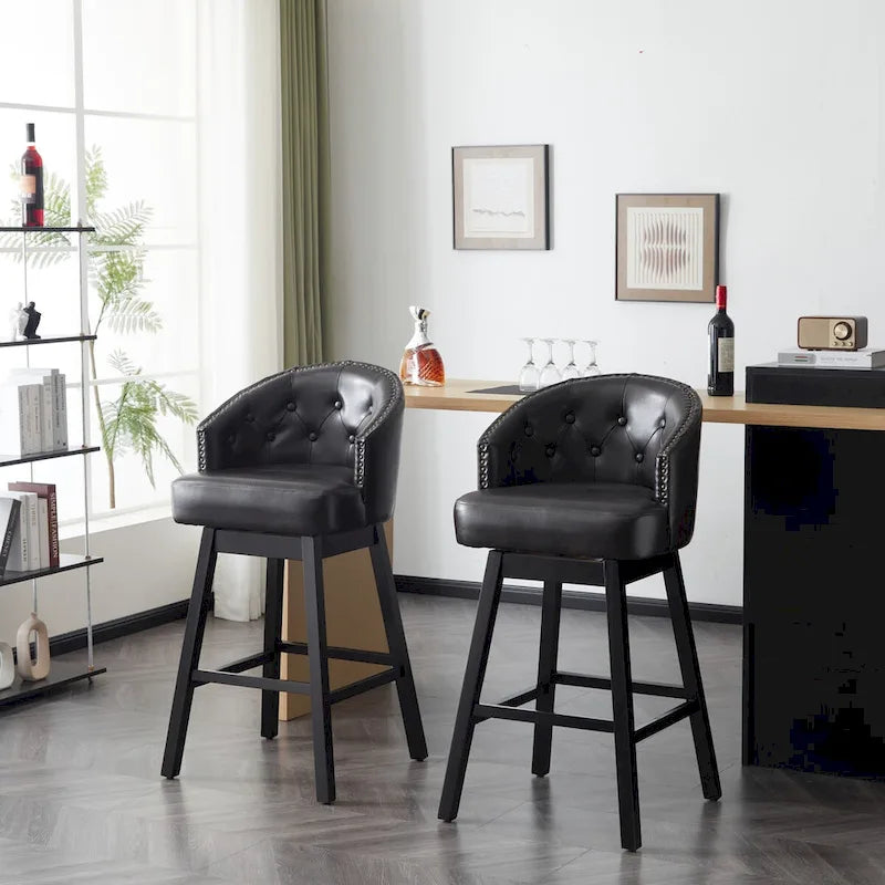 Tabouret de bar pivotant Moore Modern Rubberwood de 33,25 pouces (ensemble de 2) par Christopher Knight Home