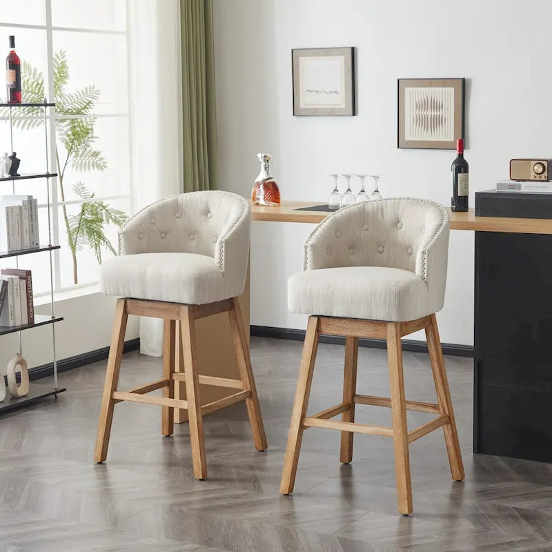Tabouret de bar pivotant Moore Modern Rubberwood de 33,25 pouces (ensemble de 2) par Christopher Knight Home