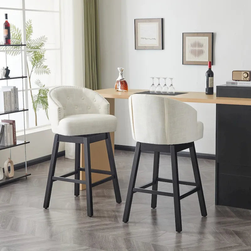 Tabouret de bar pivotant Moore Modern Rubberwood de 33,25 pouces (ensemble de 2) par Christopher Knight Home