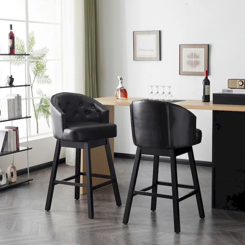Tabouret de bar pivotant Moore Modern Rubberwood de 33,25 pouces (ensemble de 2) par Christopher Knight Home