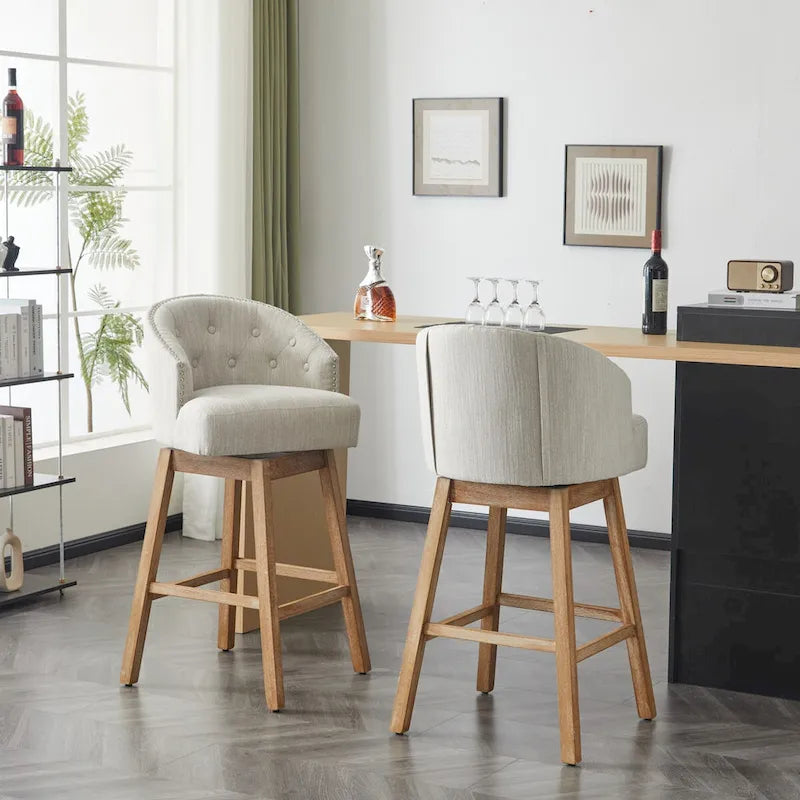 Tabouret de bar pivotant Moore Modern Rubberwood de 33,25 pouces (ensemble de 2) par Christopher Knight Home