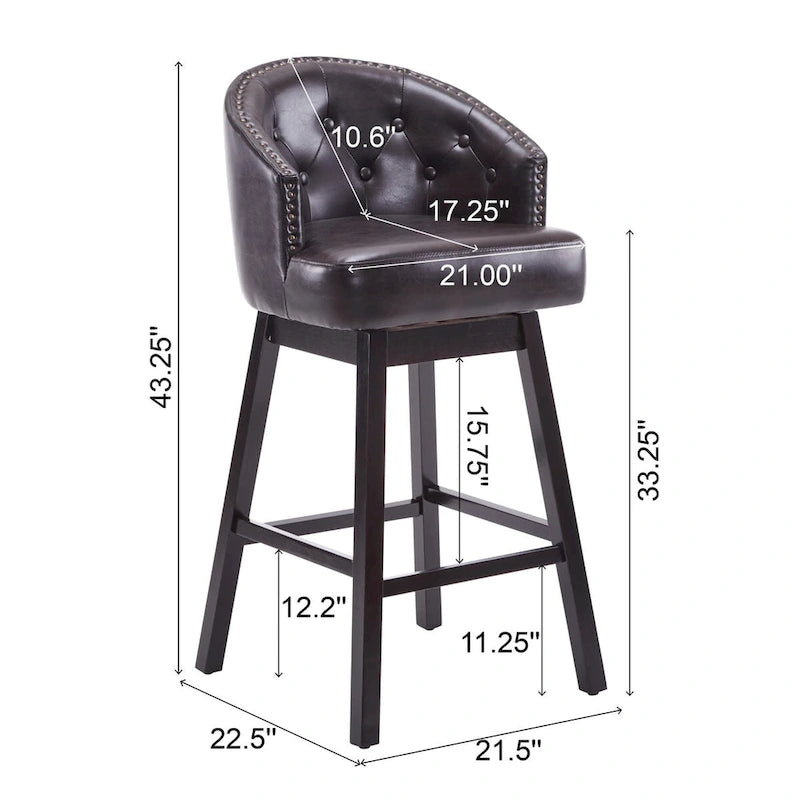Tabouret de bar pivotant Moore Modern Rubberwood de 33,25 pouces (ensemble de 2) par Christopher Knight Home