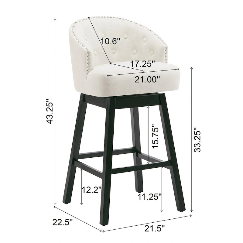 Tabouret de bar pivotant Moore Modern Rubberwood de 33,25 pouces (ensemble de 2) par Christopher Knight Home